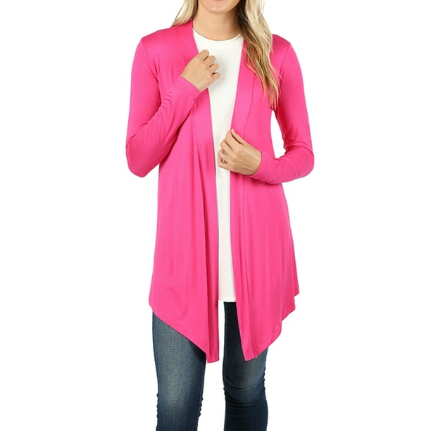 Zenana - Women & Plus Draped Open Front Long Sleeve Flowy Light ...