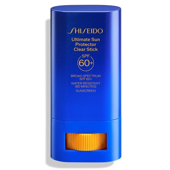 Shiseido Ultimate Sun Protector Clear Stick SPF 60 , Invisible Broad Spectrum Face Sunscreen, Wear Under & Over Makeup, Lightweight Formula - All Skin Types, 20g REGULAR Size