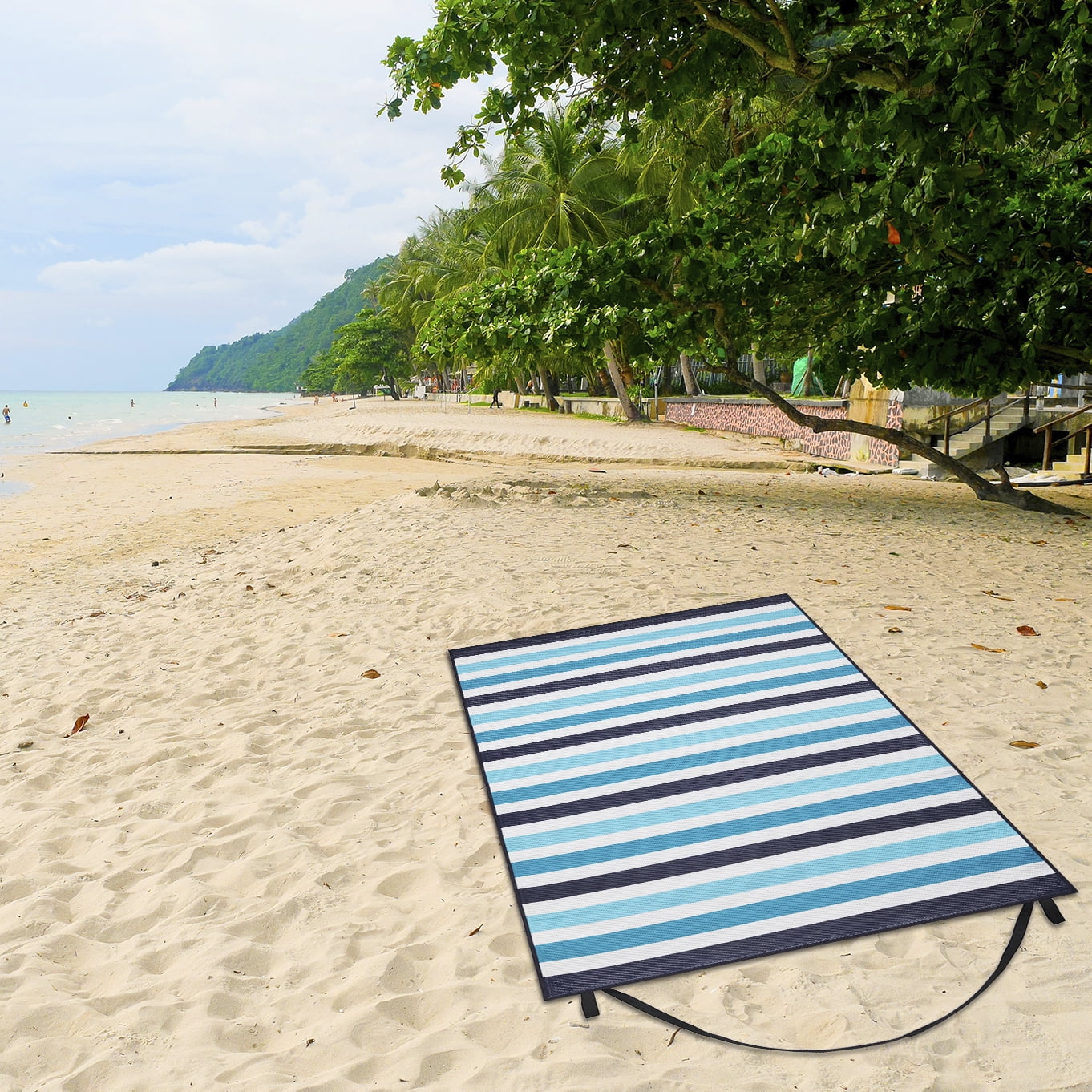 Mainstays 48"x72" ,100% Recycled Polypropylene, Outdoor Picnic, Camping Beach Mat Stripe -Lightweight Beach Mat