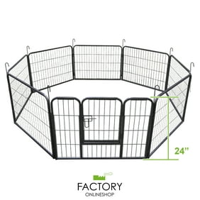 Geniqua Heavy Duty Metal 24" Dog Playpen Folding Exercise Yard Fence Cage 8 Panel