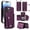 Deep Purple, variant on Furiet Wallet Case for iPhone 16 Pro 6.3 inch with Tempered Glass Screen Protector Slim Flip Purse Shoulder Strap, Luxury PU Leather Card Holder Stand Phone Cover for i Phone16 i16 16Pro Deep Purple
