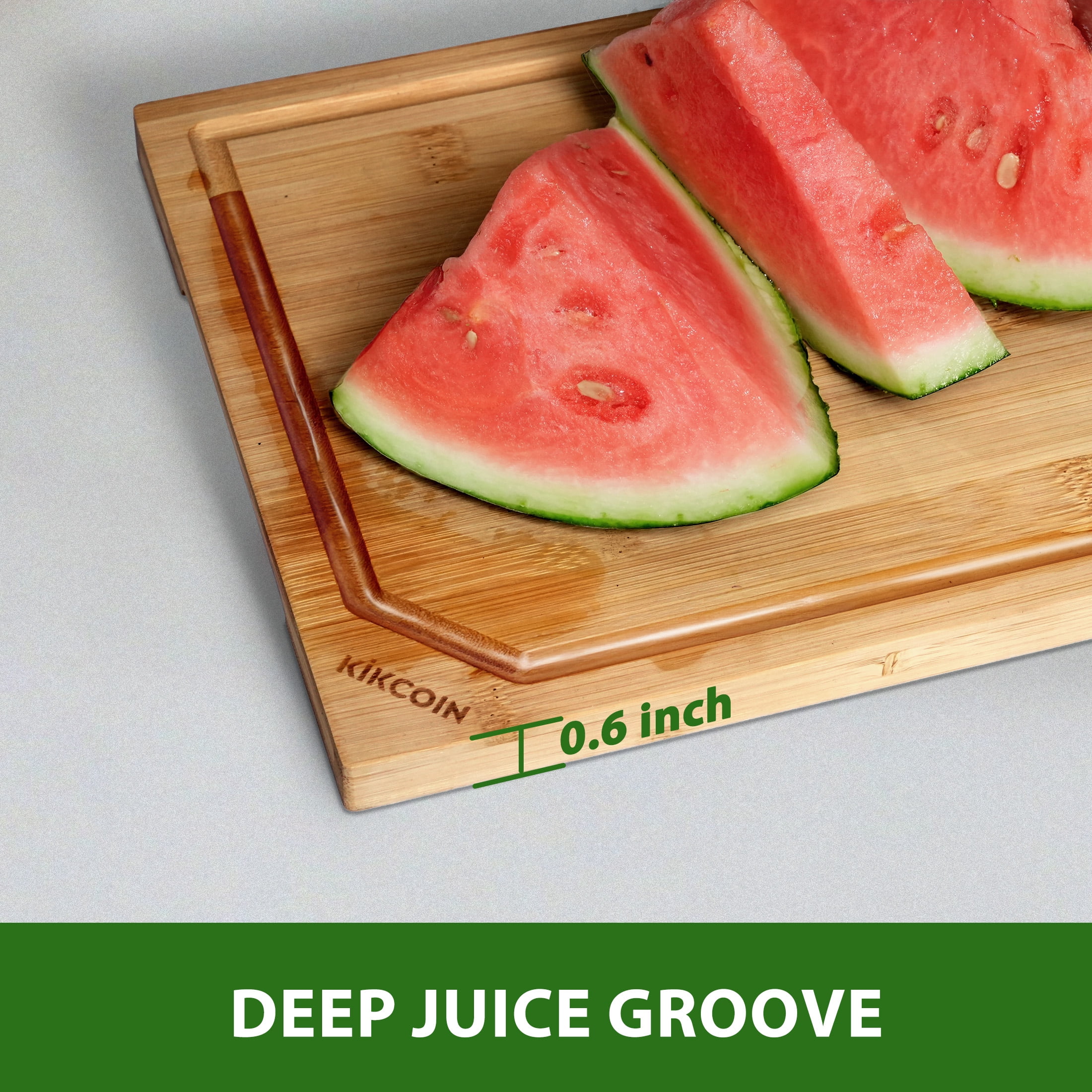 Kikcoin Cutting Board, 4 Pcs Extra Large Bamboo Cutting Boards for Kitchen, Wood Serving Tray with Juice Groove