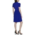 thumbnail image 2 of DKNY Women's Short Sleeve Funnel Neck Belted Fit and Flare Dress, Berry Blue, 16, 2 of 2