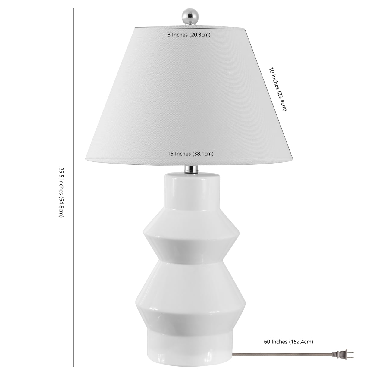 SAFAVIEH Jonie Solid Ceramic Table Lamp, Black, Set of 2
