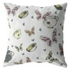 Butterflies and Bowls Broadcloth Indoor Outdoor Blown and Closed Pillow White