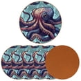 thumbnail image 2 of Fish 6PCS Microfiber Leather Round Coasters, 11x11 cm/4.3x4.3 in - Set of 6 Drink Coasters for Home and Office Use, 2 of 6