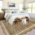 thumbnail image 2 of 8x10 Washable Area Rug, Minimalist Style, Non-Slip Low Pile, Stain Resistant, Cozy Camel Color, Perfect for Nursery or Home Office, 2 of 11