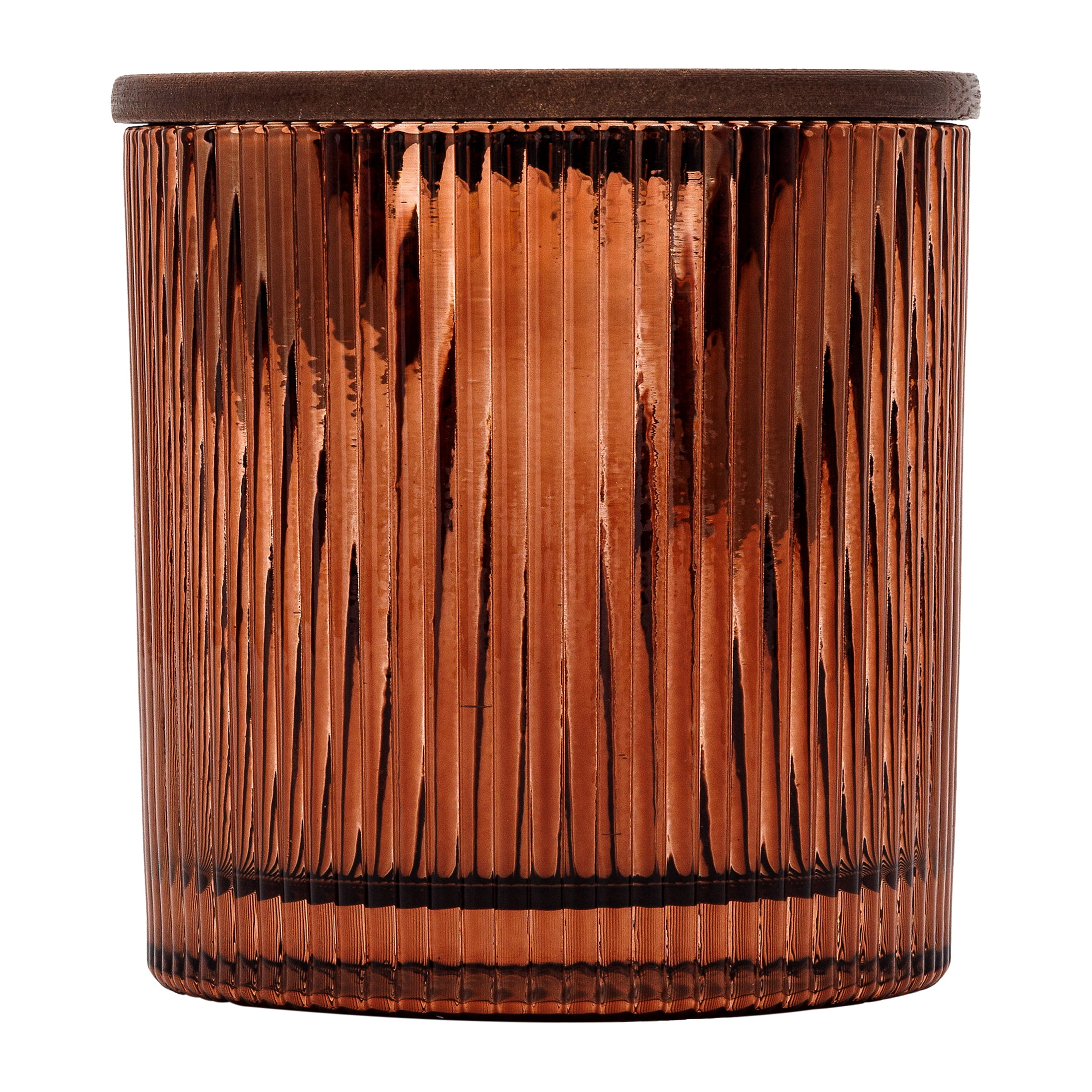 Better Homes & Gardens Farm Apple Pumpkin Scented Cotton 2-Wicks Ribbed Mecury Glass Jar Candle with Wooden Lid 12oz