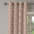 thumbnail image 2 of Ambesonne Floral Grommet Curtain, Blossoming Spring Retro, 50" x 96", Tan Coral Maroon, 2 of 6