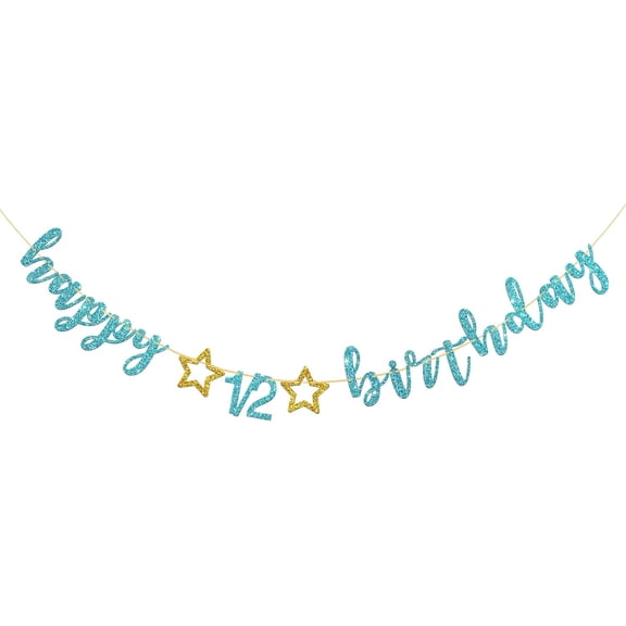 Happy 1/2 Birthday Banner, Baby Shower Sign, Baby 6 Months Banner, Boy and Girl Half Year Old Party Decorations Supplies, Blue Glitter