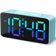 thumbnail image 1 of Reloj despertador ruidoso para adultos que duermen profundamente, cargador USB, relojes pequeños para la mesita de noche del dormitorio, se puede despertar para niños, adolescentes (azul + RGB), 1 of 5
