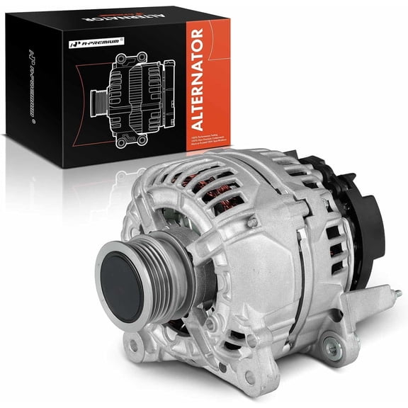 A-Premium Alternator Compatible with Volkswagen Jetta 2011-2013 Passat 2012-2014 Beetle 2006-2010 2012-2014 2.5L 12V 140A 5-Groove Clutch Pulley Counterclockwise Replace# 0124525103 F00E100566