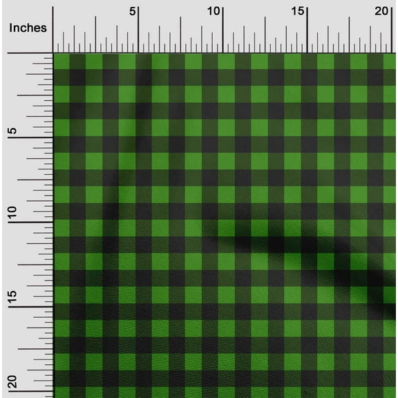 oneOone Polyester Spandex Green Fabric Check Dress Material Fabric Print Fabric By The Yard 56 Inch Wide