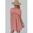 thumbnail image 2 of Women's Dusty Pink Corded Knit Frilled Swing Mini Dress with Pockets | [ZhiHiMeRi] | (US 12-14)L, 2 of 12