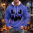 thumbnail image 3 of Halloween Hoodies for Men Long Sleeve Casual Funny Pumpkin Face Graphic Hoodie Waffle Pullover Sweatshirt, 3 of 6