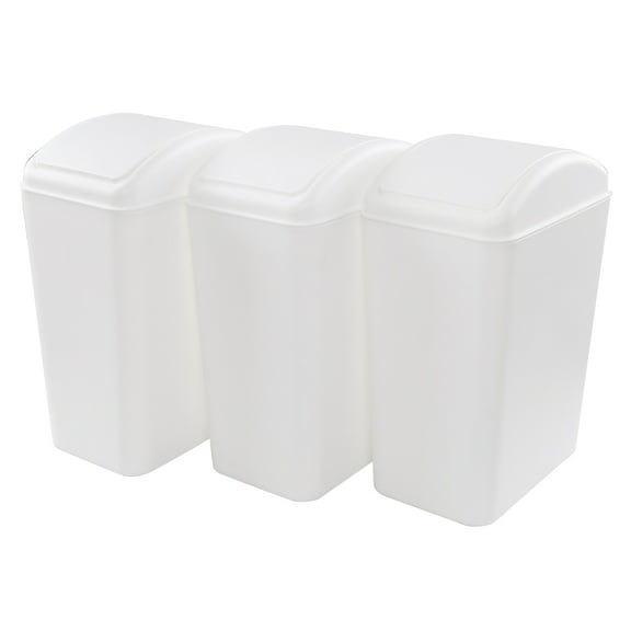 Idomy 3-Pack 4.5 Gallon Plastic Swing-Top Garbage Can, Trash Can with Swing Lid, White