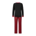 thumbnail image 4 of Family Christmas Pajamas Matching Set Plaid Deer Print Long Sleeve Crew Neck Tops and Pants Loungewear, 4 of 10