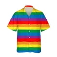 thumbnail image 3 of Camisetas con la bandera del arcoíris LGBT para hombres y mujeres, camisetas con estampado 3D, personalidad, solapa fresca, botón único, blusas de verano de manga corta, 3 of 5