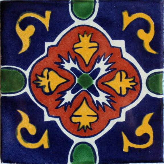 3x3 Blue Granada Talavera Mexican Tile, Set of 9 pcs