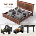 thumbnail image 2 of EnHomee Wood Bed Frame Queen with Headboard Bed Frame with Storage Shelf and Drawers Farmhouse Bed Frame with 2 Drawers & Charge Station & LED Light, Walnut, 2 of 11