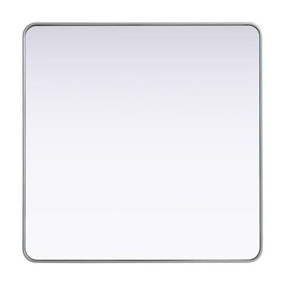 Elegant Decor Contour Metal Square Mirror 42x42 in Silver