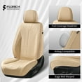 thumbnail image 6 of Florich Front Car Seat Covers, Premium Faux Leather Seat Protectors, Breathable Material Cushions Universal Fit for Most Cars, Beige, 6 of 7