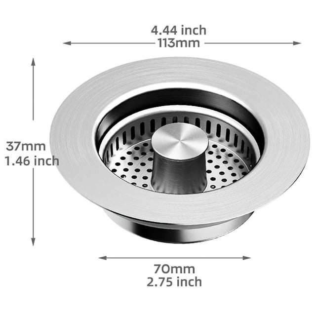Colador de desagüe para fregadero de cocina, tapón de fregadero emergente de acero inoxidable, cesta antiobstrucción para atrapar alimentos, filtro de olores, tapón para fregadero