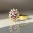 thumbnail image 2 of 10k Yellow Gold Plated Pink Sapphire Engagement Ring with Moissanite Halo – Vintage Style Women’s Anniversary Gift Jewelry, 2 of 5