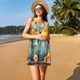 thumbnail image 3 of Yiaed Rustic Blue Vase Blossoms Print Women's Sleeveless Dress, Loose Fit Summer Dress, Casual Sleeveless Dress for Women, 3 of 7
