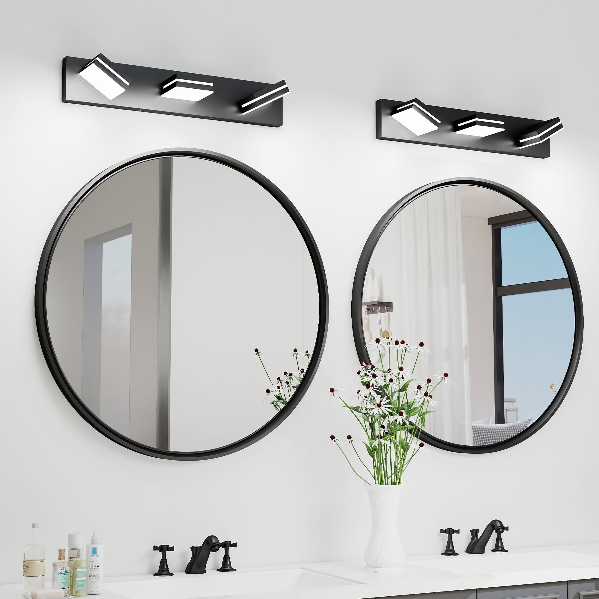 Miniyam 3-Lights LED Vanity Light, Modern Wall Sconce for Bathroom Over Vanity Mirror, Dimmable Light Fixture, Black