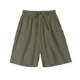 thumbnail image 4 of QUNYINEY Mid Rise Womens Summer Shorts Casual Solid Bermuda Shorts Elastic Waist Loose Cotton Linen Shorts, 4 of 5