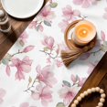 thumbnail image 3 of Pink Flowers Table Runner 72 Inches, Spring Watercolor Botanical Floral Leaf Plant Bed Runner Dresser Scarves Tabletop for Indoor Outdoor Parties/Ceremony/Banquet, 14" x 72", 3 of 9
