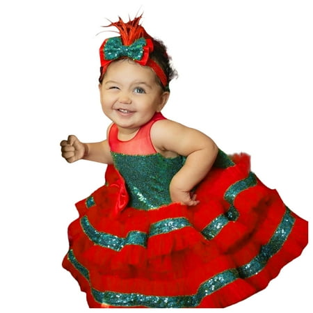 

ZMHEGW Xmas Girls Princess Kids Paillette Tulle Bowknot Dress Pageant Party Christmas Gown Wedding Girls Dress Skirt Spring Clothing