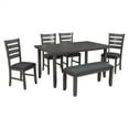 thumbnail image 6 of 6 Piece Dining Table Set with 4 Chairs and Bench, Wooden Dining Set for Kitchen, Dining Room, Gray, 6 of 8