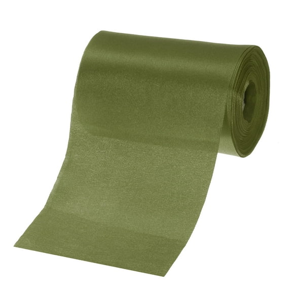 Uxcell 4 Inches x 24 Yards Olive Color Satin Ribbon for Gift Decoration, Polyester
