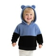 thumbnail image 6 of SonxaHe Toddler Boy Hooded Sweatshirt Flannel Long Sleeve Patchwork Warm Soft Cozy Winter Hooded Sweatshirt Blue,Sized 3-4, 6 of 6