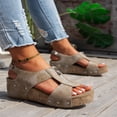 thumbnail image 5 of longantii Orthopedic Sandals for Women Non Slip Slip on Arch Support Flat Wedge Sandals Wide Width Walking Shoes 2026 Comfortable Foam Shoes Khaki, 5 of 6