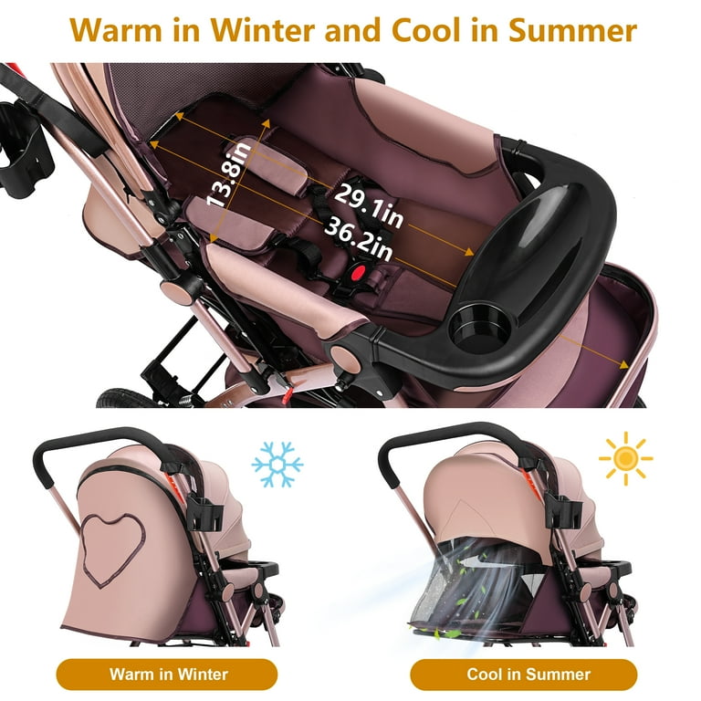 Minikid Convertible Baby Stroller,Unisex Folding Infant