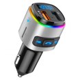 thumbnail image 1 of Bc41 Car Fm Transmitter Bluetooth MP3 Player Charger Cigarette Lighter Silver, 1 of 5