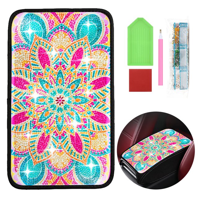 Alfombrilla para Reposabrazos Coche Con Pintura Diamantes Alfombrillas Antideslizantes Mandala S
