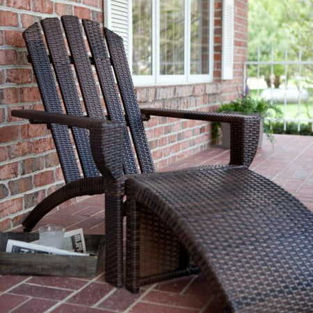 Bayside All Weather Wicker Adirondack Chair &amp; Ottoman Set 