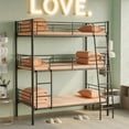 thumbnail image 2 of Bellemave Triple Bunk Beds Twin-Over-Twin-Over-Twin, Heavy Duty Metal Triple Beds Can Disassembled into 3 Beds, 3 Bunk Bed Frame with Under-bed Space for Dorm Guest Room (Black), 2 of 7