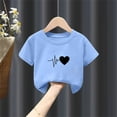 thumbnail image 5 of Pretxorve Kids Boys Girls Short Sleeve Graphic Tee Summer Heart Print Round Neck Casual Outfit Shirts 1-12Y, 5 of 5