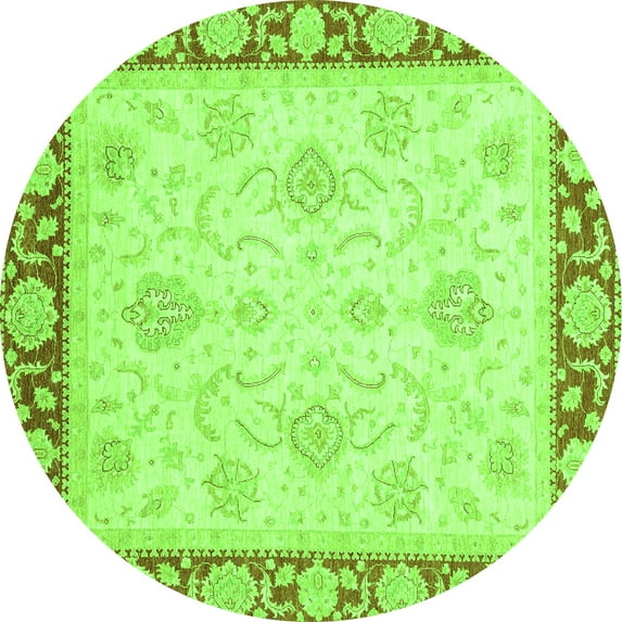 Ahgly Company Indoor Round Oriental Green Traditional Area Rugs, 4' Round