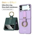 thumbnail image 3 of Z Flip 3 Case with Ring, Allytech Hard Matte PC Back Cover Ultra Thin Shockproof Protective Ring Stand Anti-Drop Build-in Front Glass Cover Case for Samsung Galaxy Z Flip 3 2021, Silver, 3 of 9