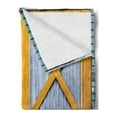 thumbnail image 2 of Rustic Soft Flannel Fleece Throw Blanket, Lumber Door of Urban House in Town Classic Featured Nostalgic Gate Print, Cozy Plush for Indoor and Outdoor Use, 60" x 80", Blue Orange, by Ambesonne, 2 of 5