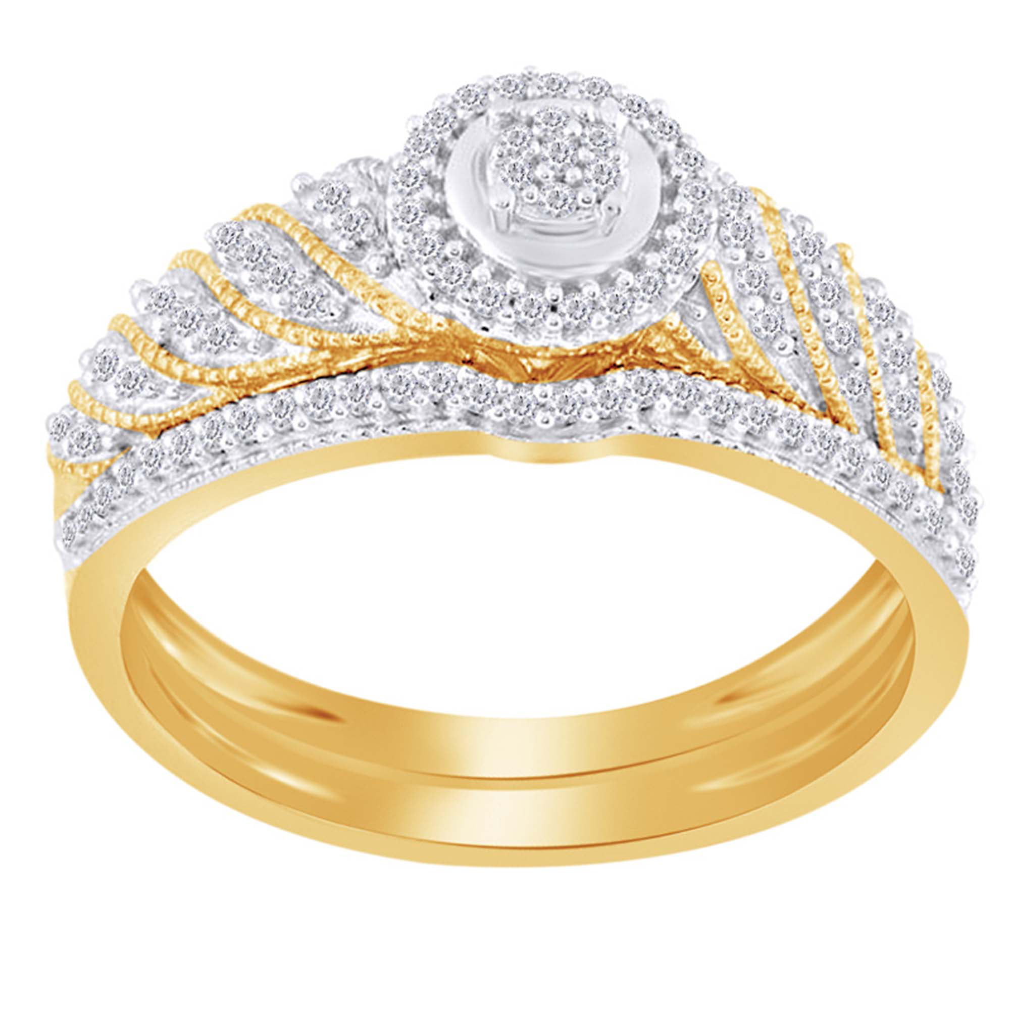 10k Yellow Gold Diamond Curve Band S Ring Fashion Style Round Pave Set Polished Fancy 1/20 ctw