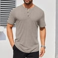 thumbnail image 2 of Jalioing Mens Summer Tops Business Casual Short Sleeve Crew Neck Collarless Shirts Ribbed Plain Work T Shirt, 2 of 7