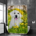 thumbnail image 2 of Coolnut Shower Curtain Set with Hooks Golden Retriever Dog Wear Flower Crown Polyester Waterproof Bath Curtain 66" x 72", 2 of 6