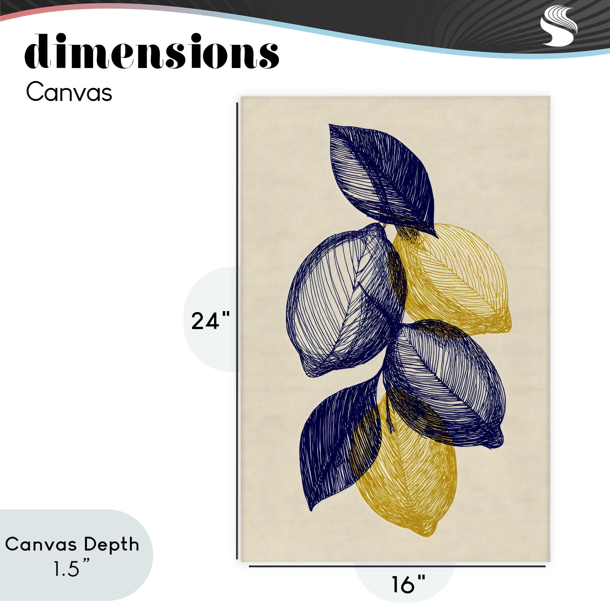 Stupell Industries Navy Lemons Botanical Sketch Canvas Wall Art, design by Petal Prints Design